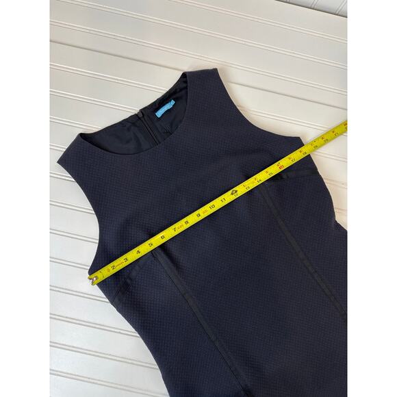 J. McLaughlin Dress Navy Blue Shift Sleeveless Office Ribbon Pockets Mini Size 8 - Picture 3 of 9